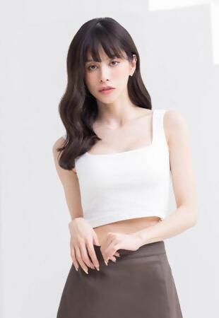 輕漾時光羅紋方領短版背心Bra T(純淨白 女S-XL) 
