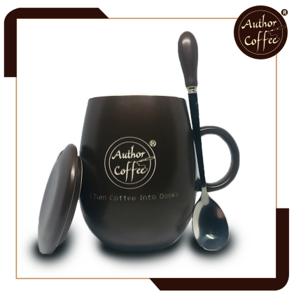 黑色_創意手工陶瓷咖啡杯_帶蓋和勺_400ML Creative Ceramic Coffee Cup (Black) 