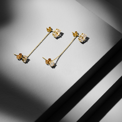 LORENA - Dual Stud Chain Earrings alternate image