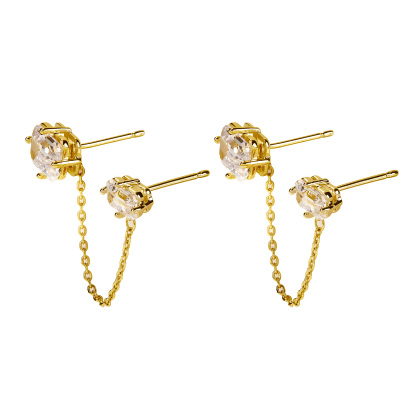 LORENA - Dual Stud Chain Earrings alternate image