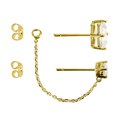 LORENA - Dual Stud Chain Earrings alternate image