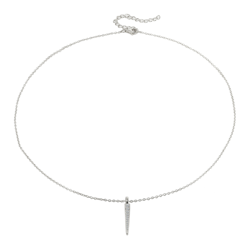 Layered Heidi - Pave Stick Necklace in silver