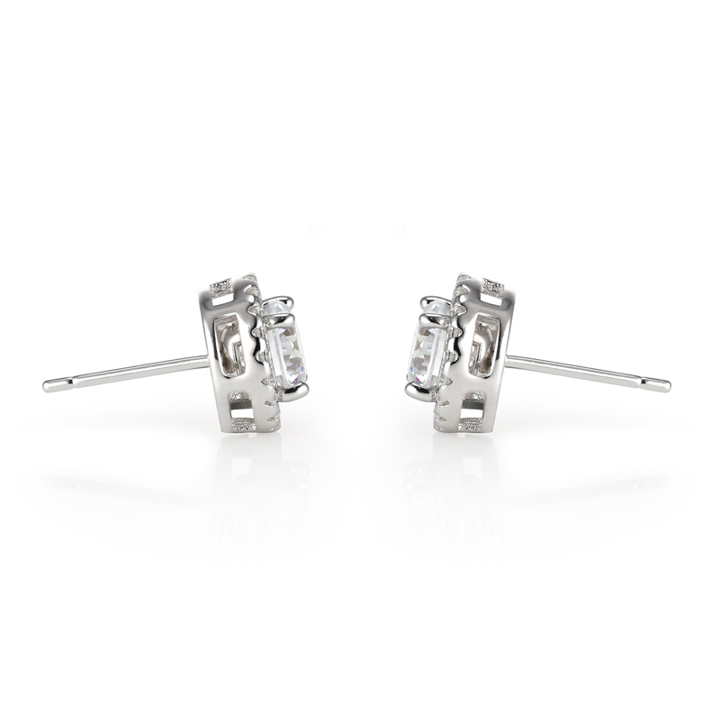Closeup of Layered ALEXIS - Halo Earring Studs in silver 