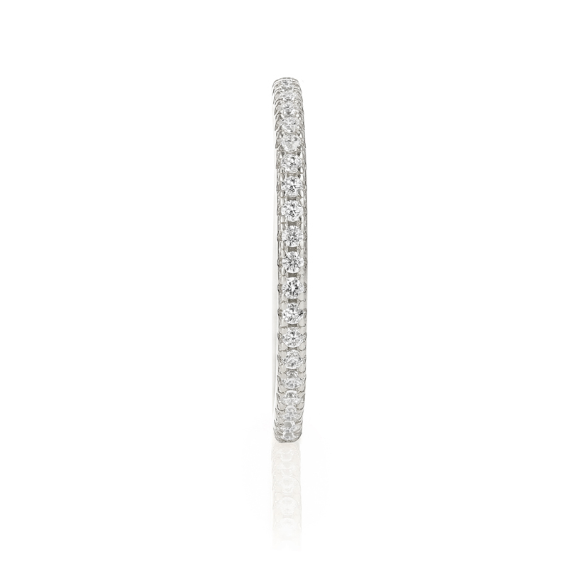 Closeup of Layered Angie - Eternity Band in silver, straight-on view