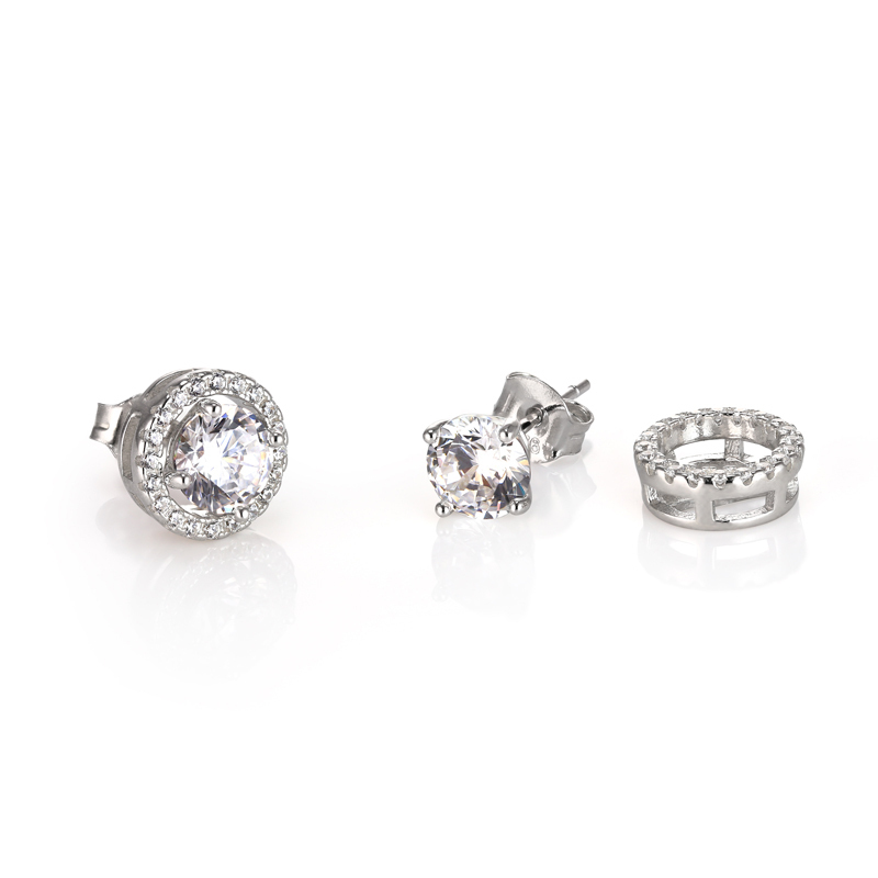Layered Alexis - Halo Earring Studs in silver, shown separated from stud