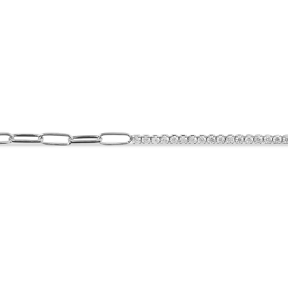 Closeup of Layered ARIA - Multi Use Link and Stone Choker, in silver