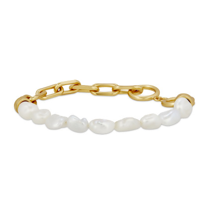 OLIVIA – Freshwater Pearl and Paperclip Bracelet alternate image