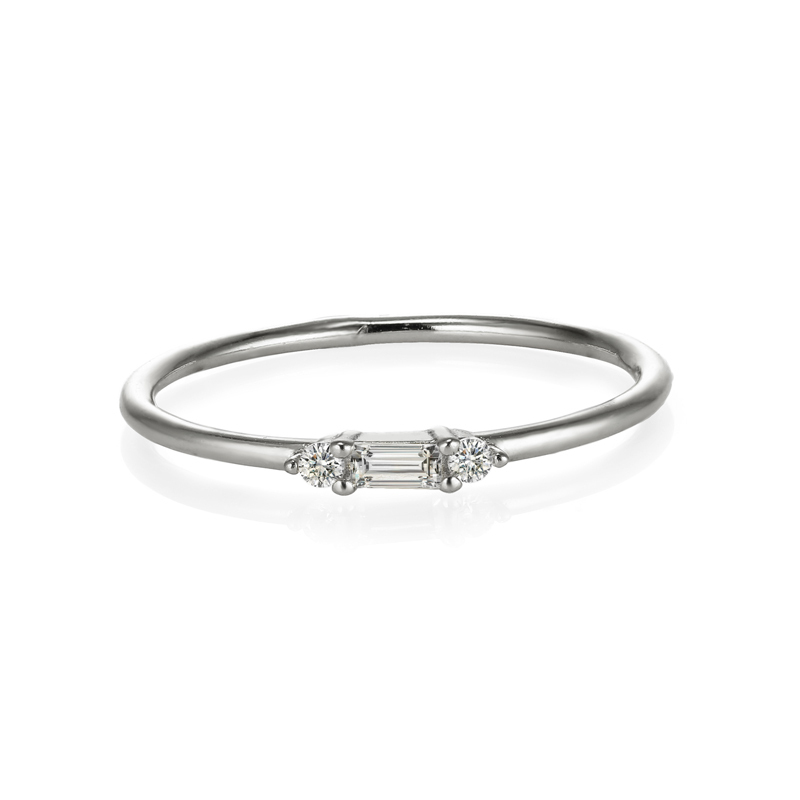 Silver Layered Bella - Dainty Baguette Ring