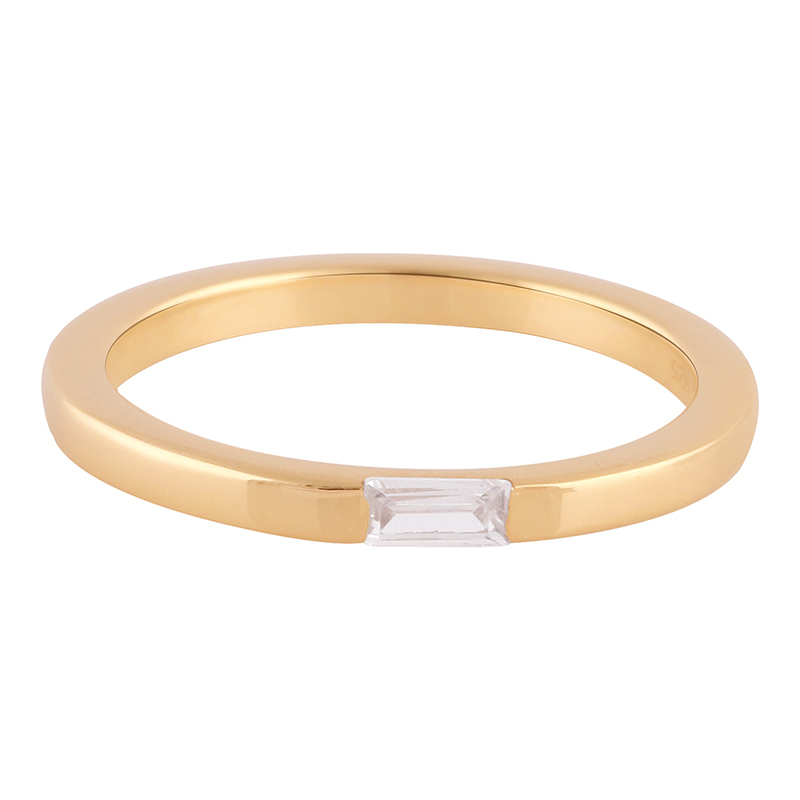 Closeup of Layered Nikki - Modern Baguette Ring in gold