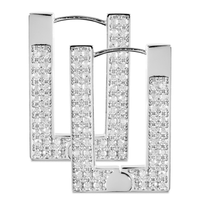 RUE – Pavé Rectangle Hoop Earrings alternate image