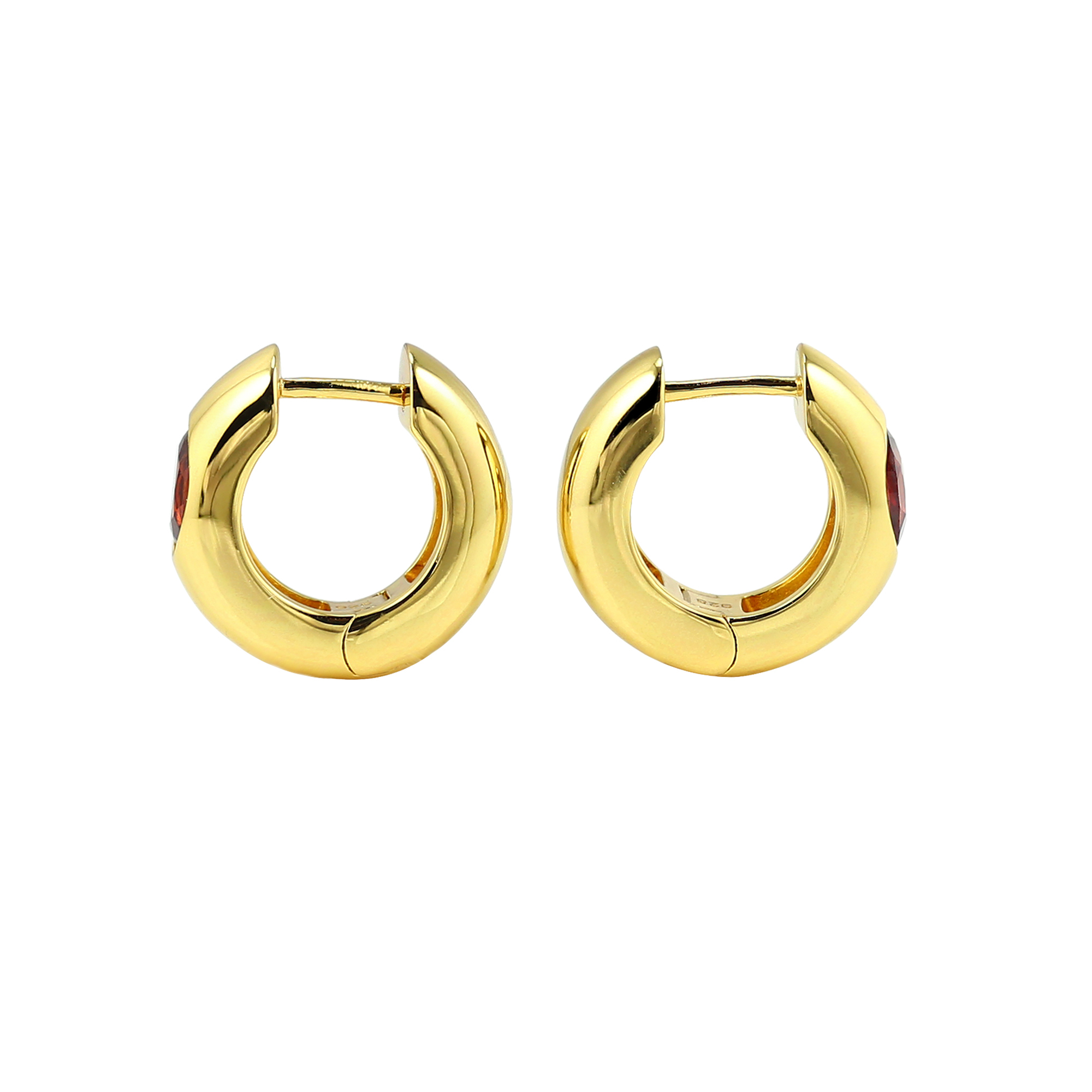 ROSALIND – Garnet Vermeil Huggie Earrings alternate image