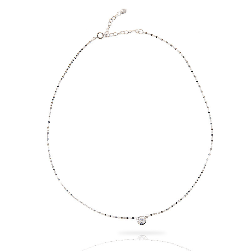 Latered Katie - Textured Solitaire Necklace in silver