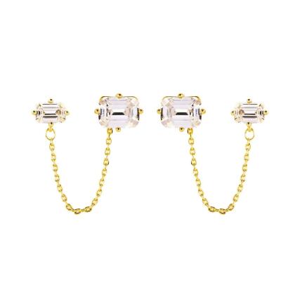 LORENA – Dual Stud Chain Earrings 