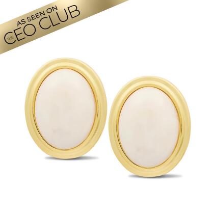 MAEVE – Oval Cream Opal Clip-on Earrings 