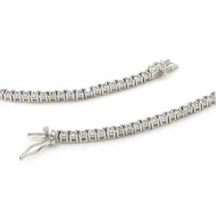 Closeup of clasp and stones Hailey - Round Cut Tennis Necklace in silver
