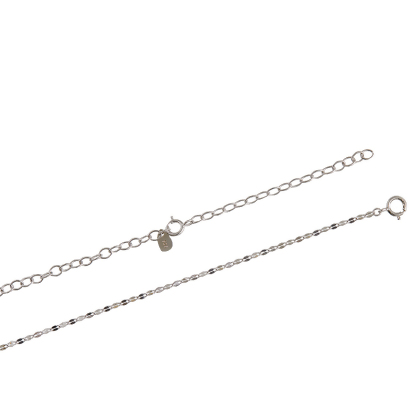 Closeup of separate 2" Layered Extender in silver, used with a necklace
