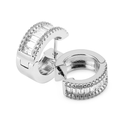 OPHELIA – Baguette Channel Set Huggie Earrings alternate image