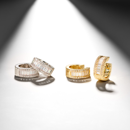 OPHELIA – Baguette Channel Set Huggie Earrings alternate image