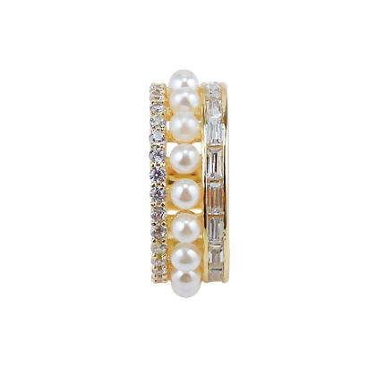 ESTELLE – Triple Row Glass Pearl Ear Cuff alternate image
