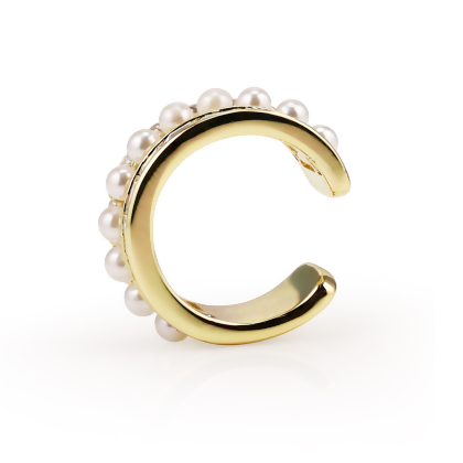 ESTELLE – Triple Row Glass Pearl Ear Cuff alternate image