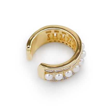 ESTELLE – Triple Row Glass Pearl Ear Cuff alternate image