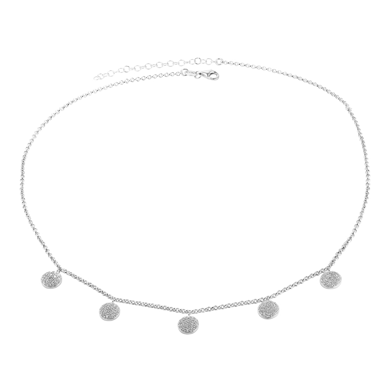 Layered AKEMI Pave Coin Dangle Necklace in silver