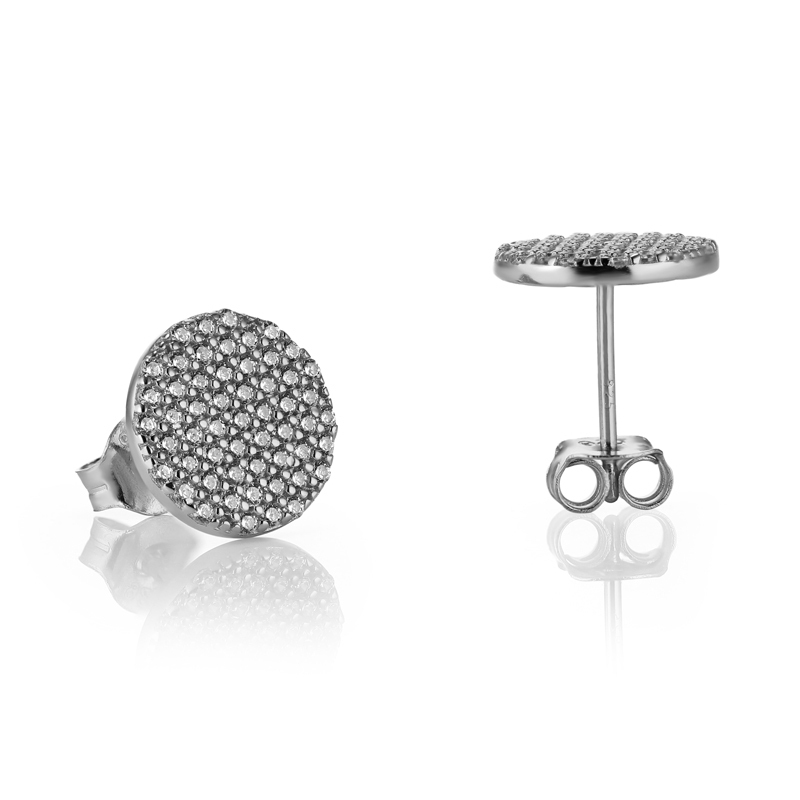 Layered JASMINE Pave Studs in silver front and side view