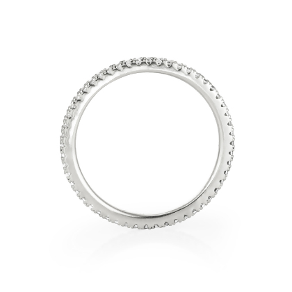Closeup of Layered Angie - Eternity Band, in silver, edge view