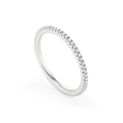 Closeup of Layered Angie - Eternity Band, in silver