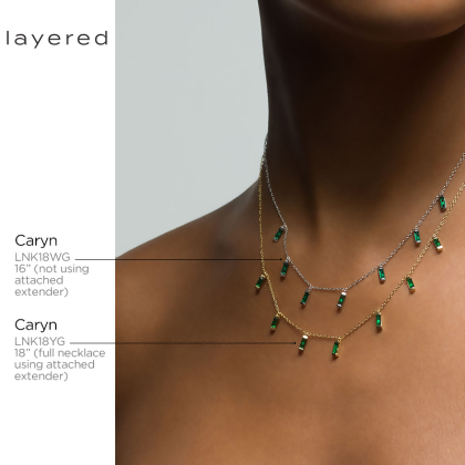 CARYN - Emerald Green Baguette Drop Necklace alternate image