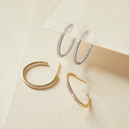 SOPHIE - Pave CZ Hoop Earrings alternate image