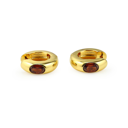 ROSALIND – Garnet Vermeil Huggie Earrings alternate image