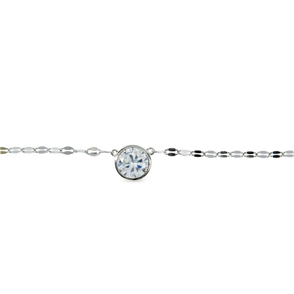  Closeup of Layered Katie - Textured Solitaire Necklace