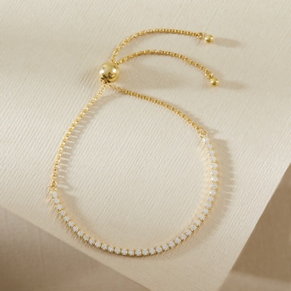 Layered BRIA Round Cut Tennis Bracelet in gold