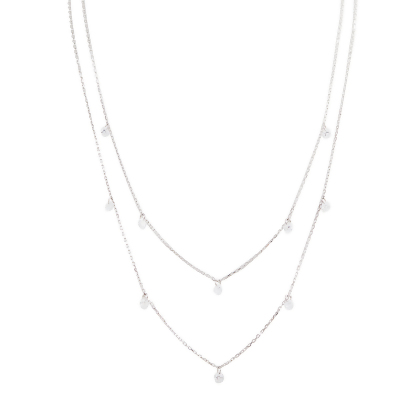 Closeup of Layered DESI - Pierced Round Cut Necklace