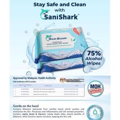 Sani Shark Personal Sanitizing Wet Wipes 20Sheet/Pack 
