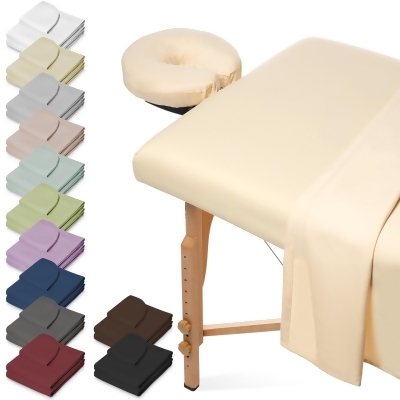 Saloniture 3-Piece Microfiber Massage Table Sheet Set - Premium Facial Bed Cover - Includes Flat and Fitted Sheets with Face Cradle Cover 