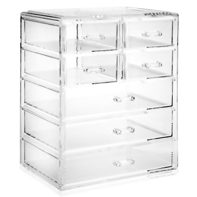 Casafield Acrylic Cosmetic Makeup Organizer & Jewelry Storage Display Case - 3 Large, 4 Small Drawer Set - Clear 