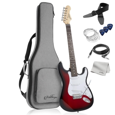 Ashthorpe 39-Inch Electric Guitar, Full-Size Guitar Kit with Padded Gig Bag, Tremolo Bar, Strap, Strings, Cable, Cloth, Picks 
