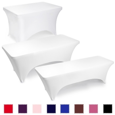 Lann's Linens - Fitted Stretch Tablecloth for Rectangular Table - Wedding / Banquet / Trade Show - Spandex Cloth Fabric Cover 