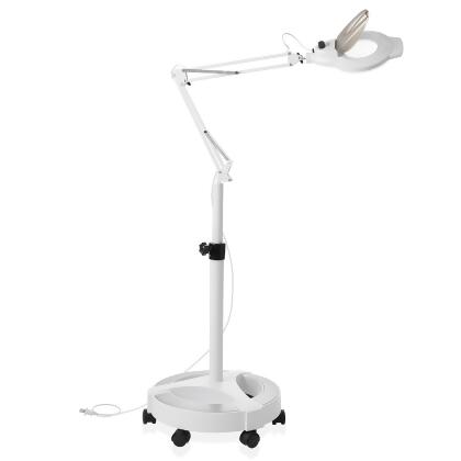 Saloniture 6 Wheel Rolling Base Magnifying LED Floor Lamp - Adjustable 3X Magnifier with Dimmable Lights for Lashes, Facials, Salon, Esthetician Spa, and Crafts 