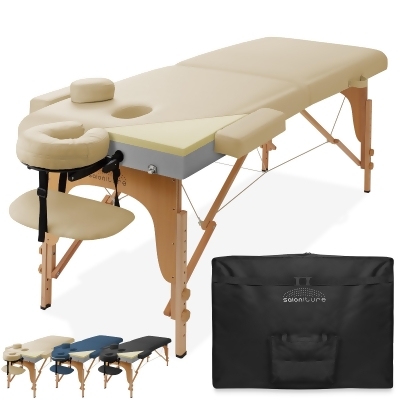 Saloniture Professional Memory Foam Folding Massage Table - Portable with Carrying Case 