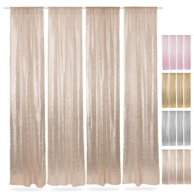 Lann's Linens (Set of 4) Sequin Photography Backdrop Curtains - 2ft x 8ft Tall Glitter Background Panels for Wedding, Party or Photo Booth 