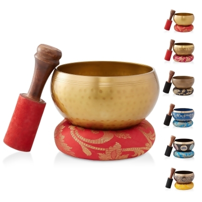 Prajna Tibetan Singing Bowl Set - Handcrafted Meditation Sound Bowl for Yoga, Chakra Healing, Mindfulness and Prayer with Wooden Striker and Cushion 