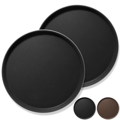 Jubilee Round Restaurant Serving Trays (Set of 2) - NSF Certified Non-Slip Food Service Tray 