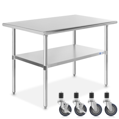 GRIDMANN NSF Stainless Steel Work & Prep Table with Caster Wheels and Under Shelf for Restaurant, Home, Hotel 