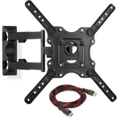 Mount Factory Full Motion TV Wall Mount Monitor Bracket for 32-52 Inch LED, LCD and Plasma Flat Screen Displays up to VESA 400x400. Universal Fit, Swivel, Tilt, Articulating with 10' HDMI Cable 