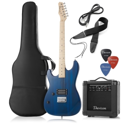 Davison Guitars Left Handed Electric Guitar with 10-Watt Amp - Full Size Beginner Kit with Gig Bag and Accessories 