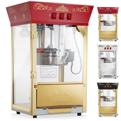 Olde Midway Movie Theater-Style Popcorn Machine Maker with 8-Ounce Kettle, Vintage-Style Countertop Popper 