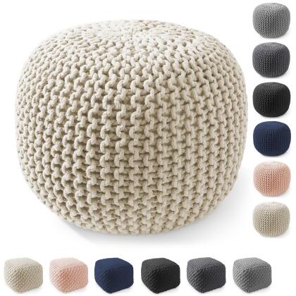 Casafield Pouf Ottomans, Cotton Knit Foot Stools, Boho Floor Pouffes for Living Room, Bedroom, Home Office 